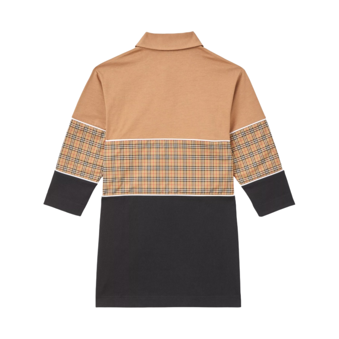 (키즈) 버버리 롱슬리브 체크 패널 코튼 드레스 아카이브 베이지((Kids) Burberry Long Sleeve Check Panel Cotton Dress Archive Beige) - 2