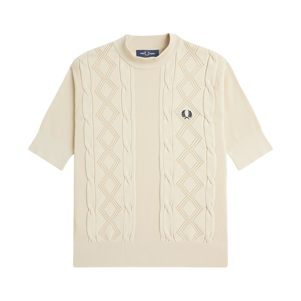 AFPF2519118-691 Fred Perry Womens Textured Knitted Top Oatmeal