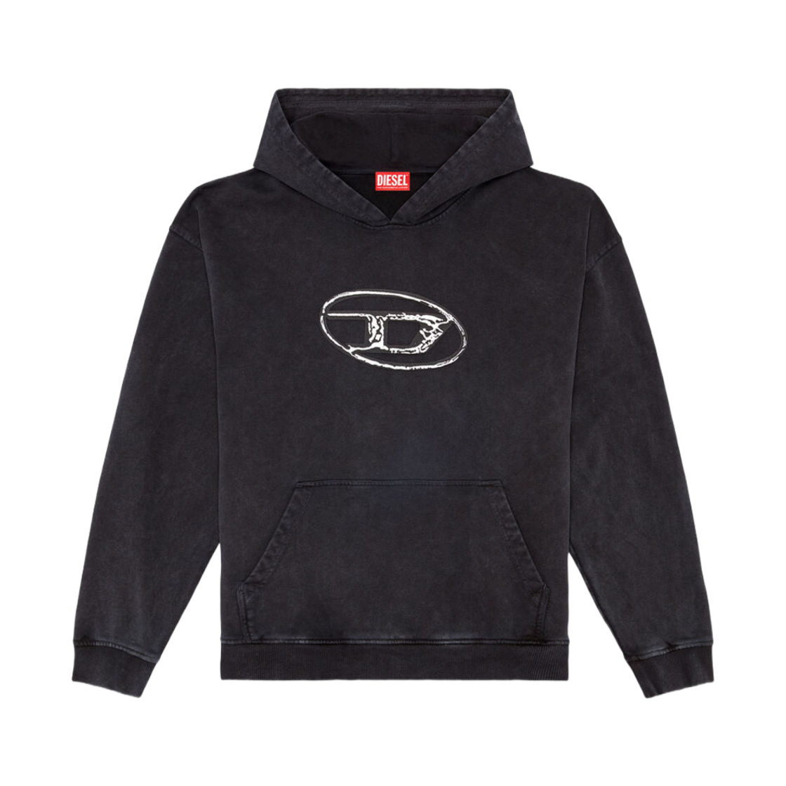 디젤 후드 멀티 레이어드 로고 프린트 블랙(Diesel Hoodie with Multi Layered Logo Print Black)