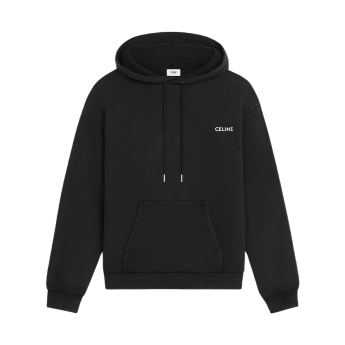 2Y958670Q-CAD8 Celine Loose Hoodie in Cotton Fleece Black White