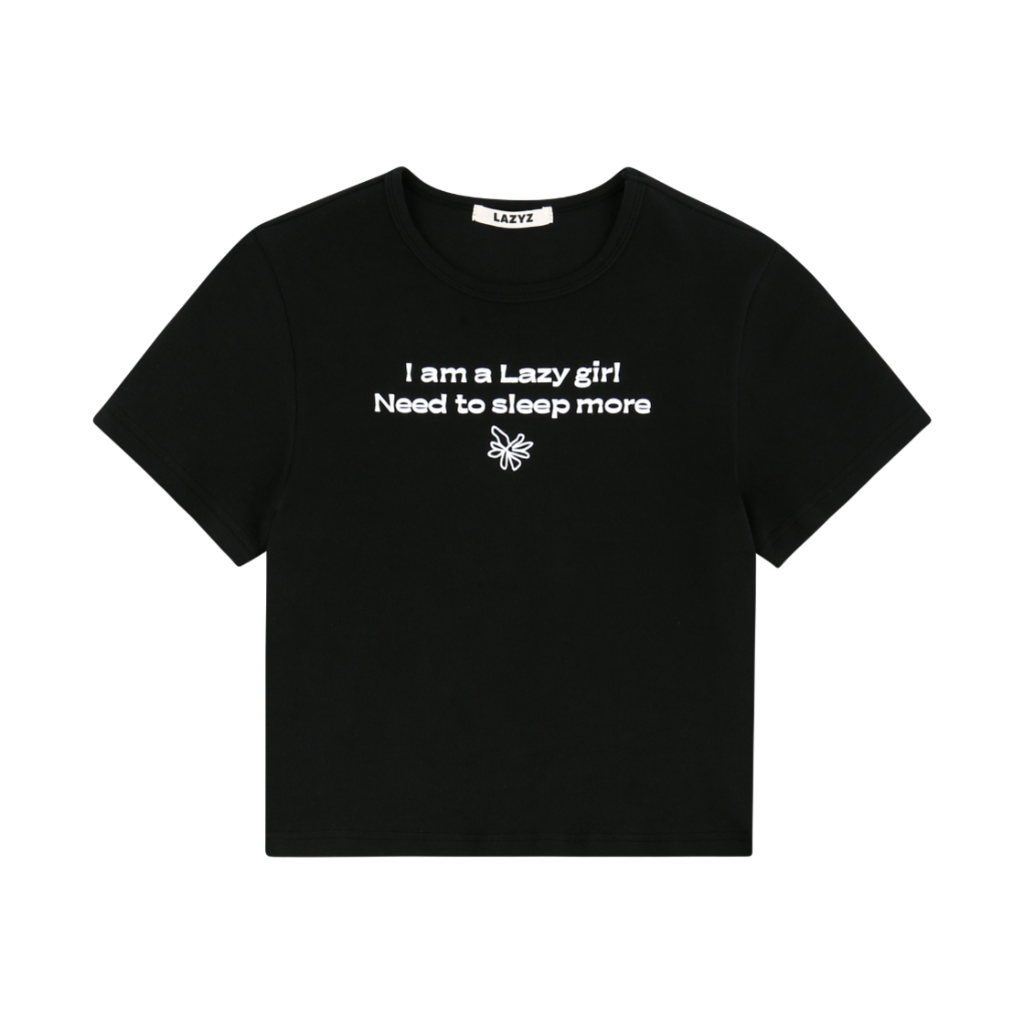 레이지지 레터링 플라워 크롭 티셔츠 블랙