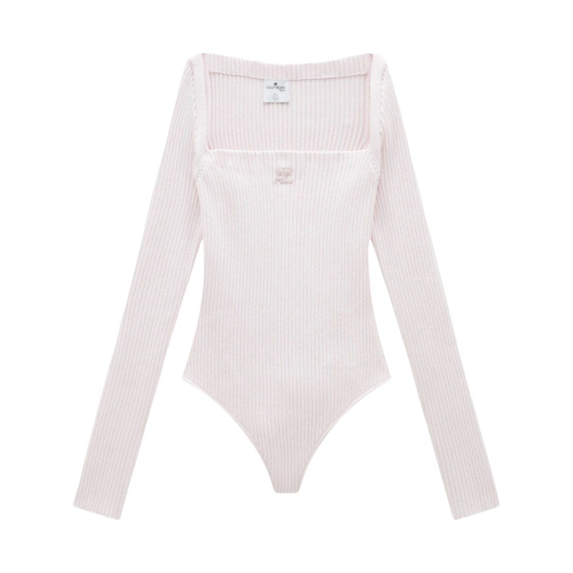 (W) 꾸레쥬 립 바디수트 페일 핑크((W) Courreges Rib Bodysuit Pale Pink) - 1