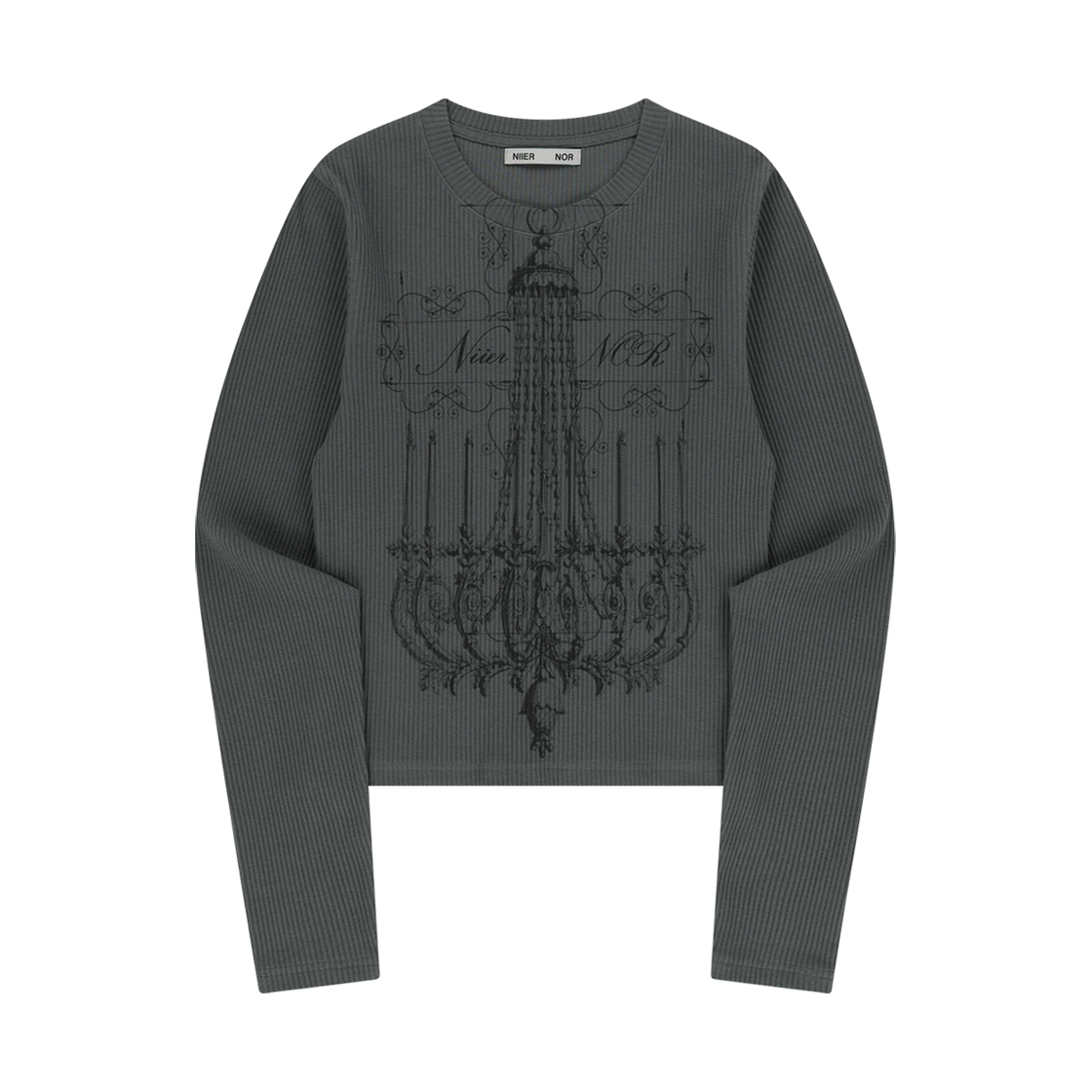 니어 노어 샹들리에 리브드 롱슬리브티 차콜(NIIER NOR Chandelier Ribbed Ls Tee Charcoal)