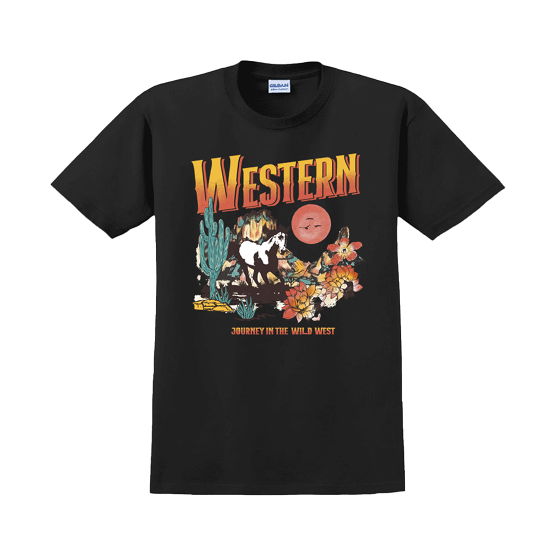 Gildan X 아메리칸 컬렉션 웨스턴 티셔츠 블랙(Gildan X American Collection Western T-Shirt Black)