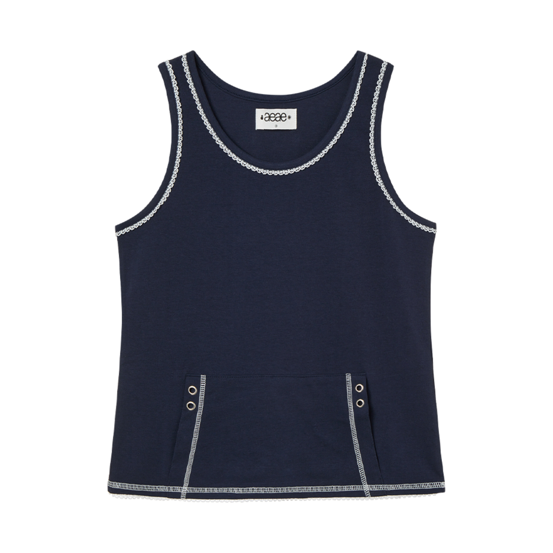 에이이에이이 레이스 포켓 슬리브리스 네이비