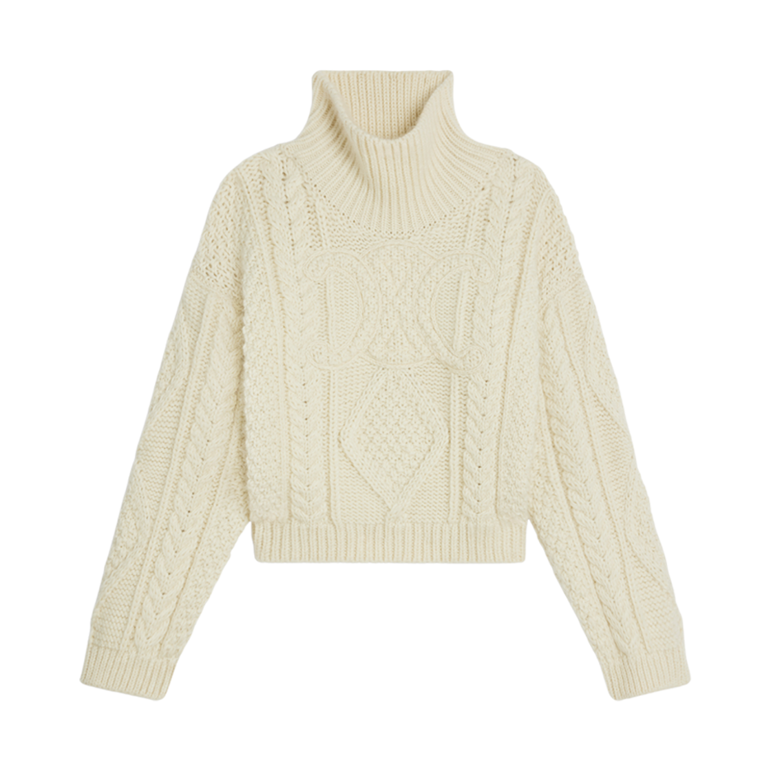 2AD9N286X-01OW (W) Celine High Neck Sweater in Aran Alpaca Wool Off White
