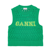 (W) Ganni Cotton Rope Vest Green