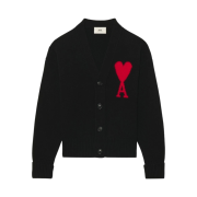 AMI de Coeur Oversize Intarsia Cardigan Black