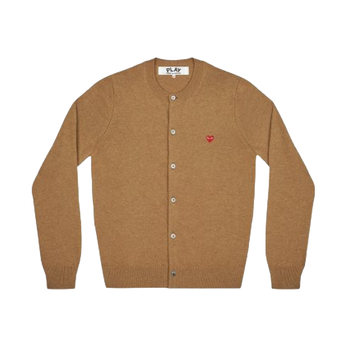 AZ-N079-051-3 (W) Play Comme des Garcons Mini Red Heart Knit Cardigan Brown
