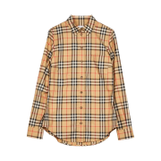 (W) Burberry Vintage Check Cotton Button-down Collar Shirt Archive Beige