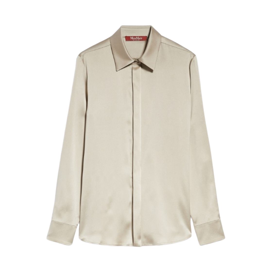 (W) 막스마라 스튜디오 안트베르펜 실크 사틴 셔츠 세이지 그린((W) Max Mara Studio Anversa Silk Satin Shirt Sage Green) - 1
