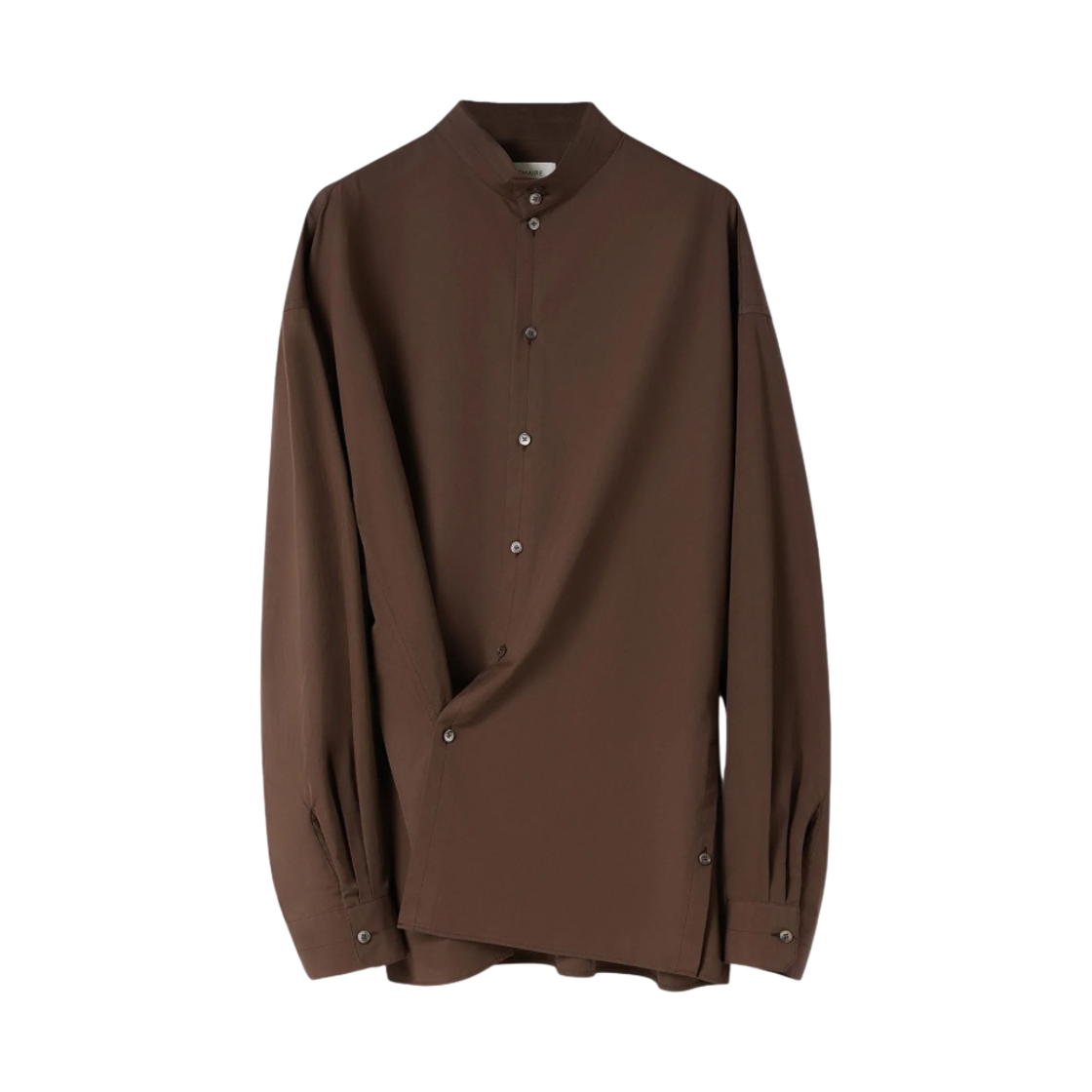 르메르 코튼 포플린 스탠드 칼라 트위스티드 셔츠 카카오(Lemaire Cotton Poplin Stand Collar Twisted Shirt Cacao) - 1