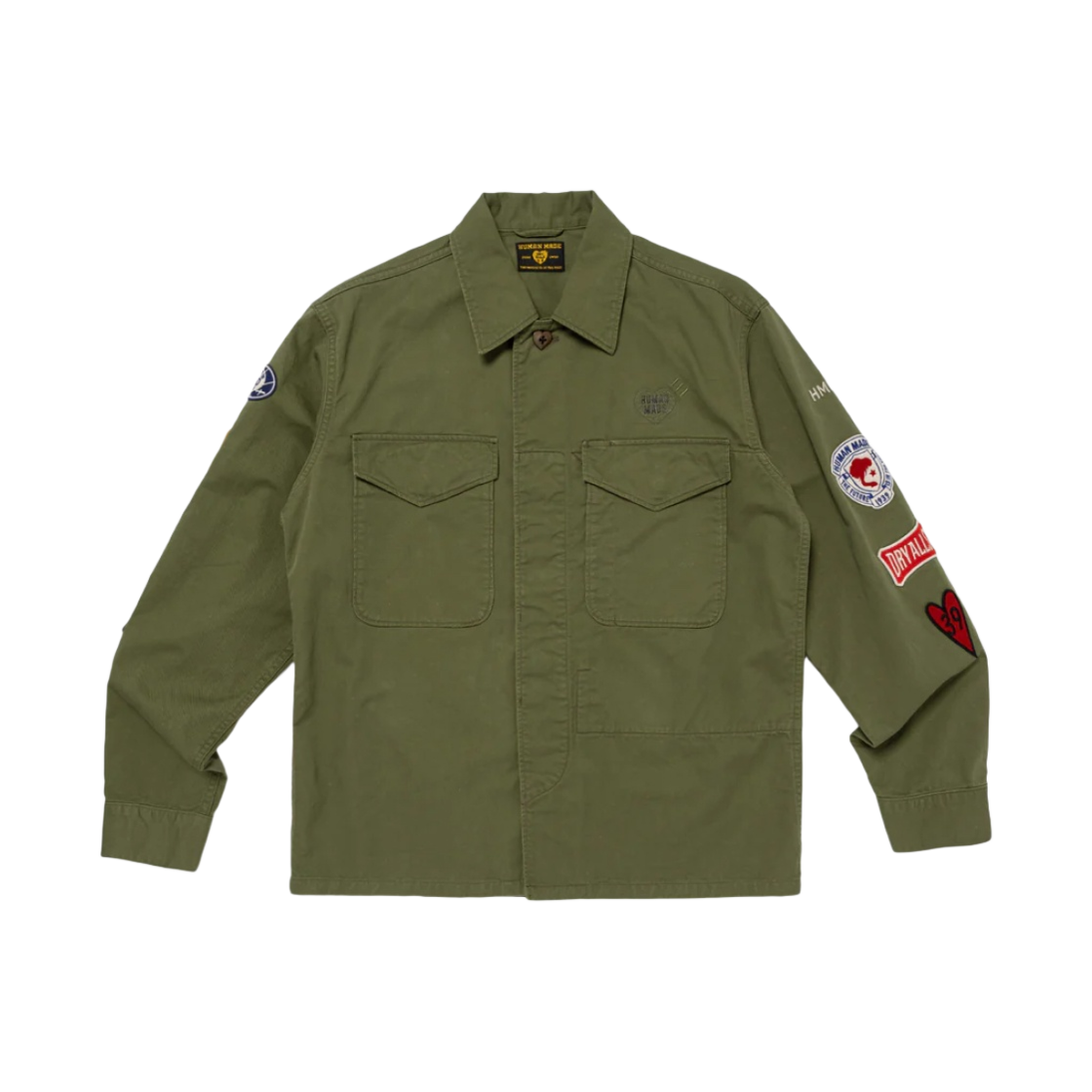 휴먼 메이드 패치드 밀리터리 셔츠 올리브 드랩(Human Made Patched Military Shirt Olive Drab) - 1