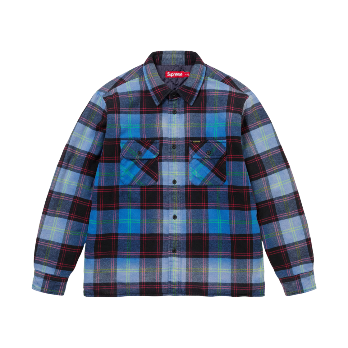 슈프림 퀼티드 플레이드 셔츠 블루 - 24FW