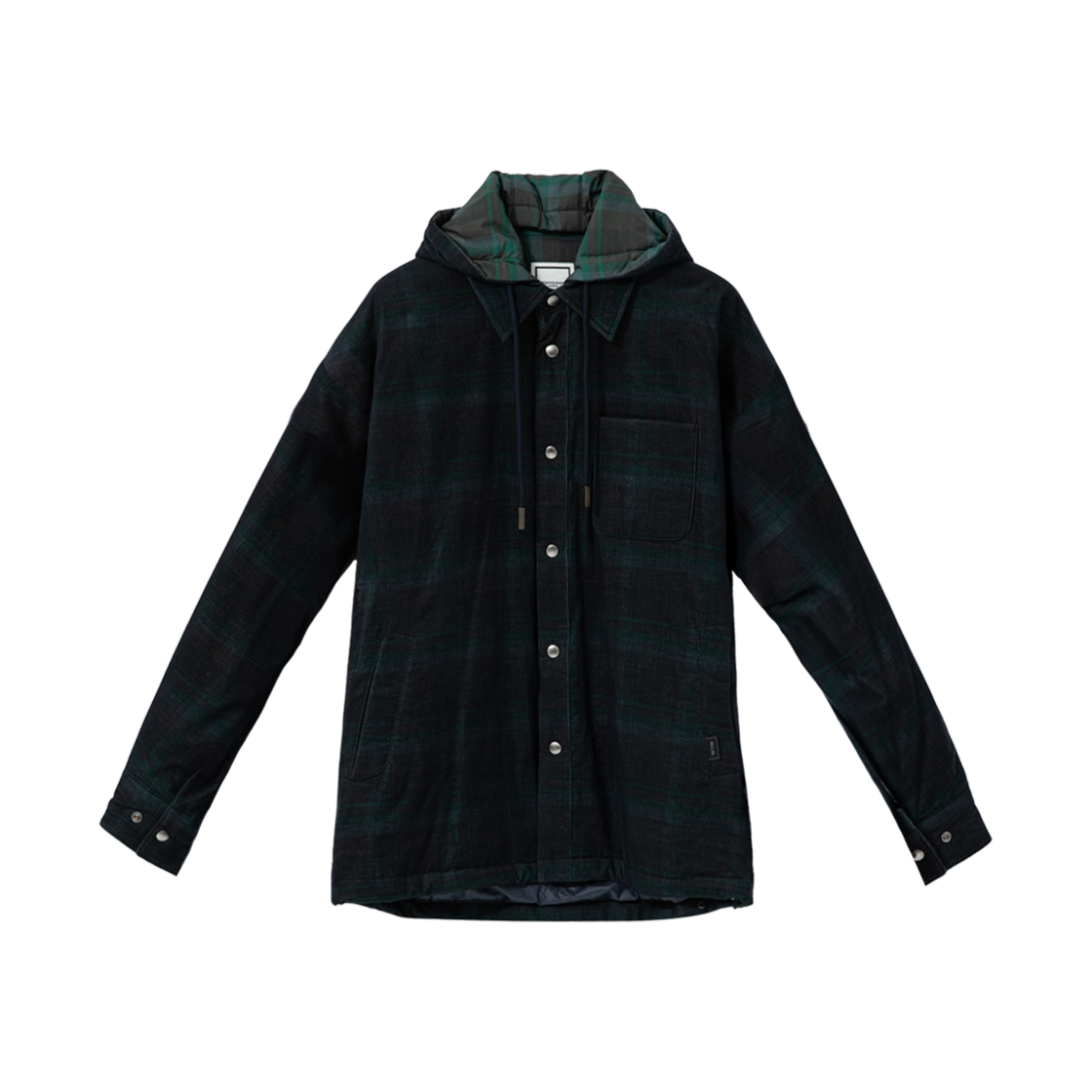 W243SH15825F Wooyoungmi Corduroy Check Hooded Shirt Green - 24FW