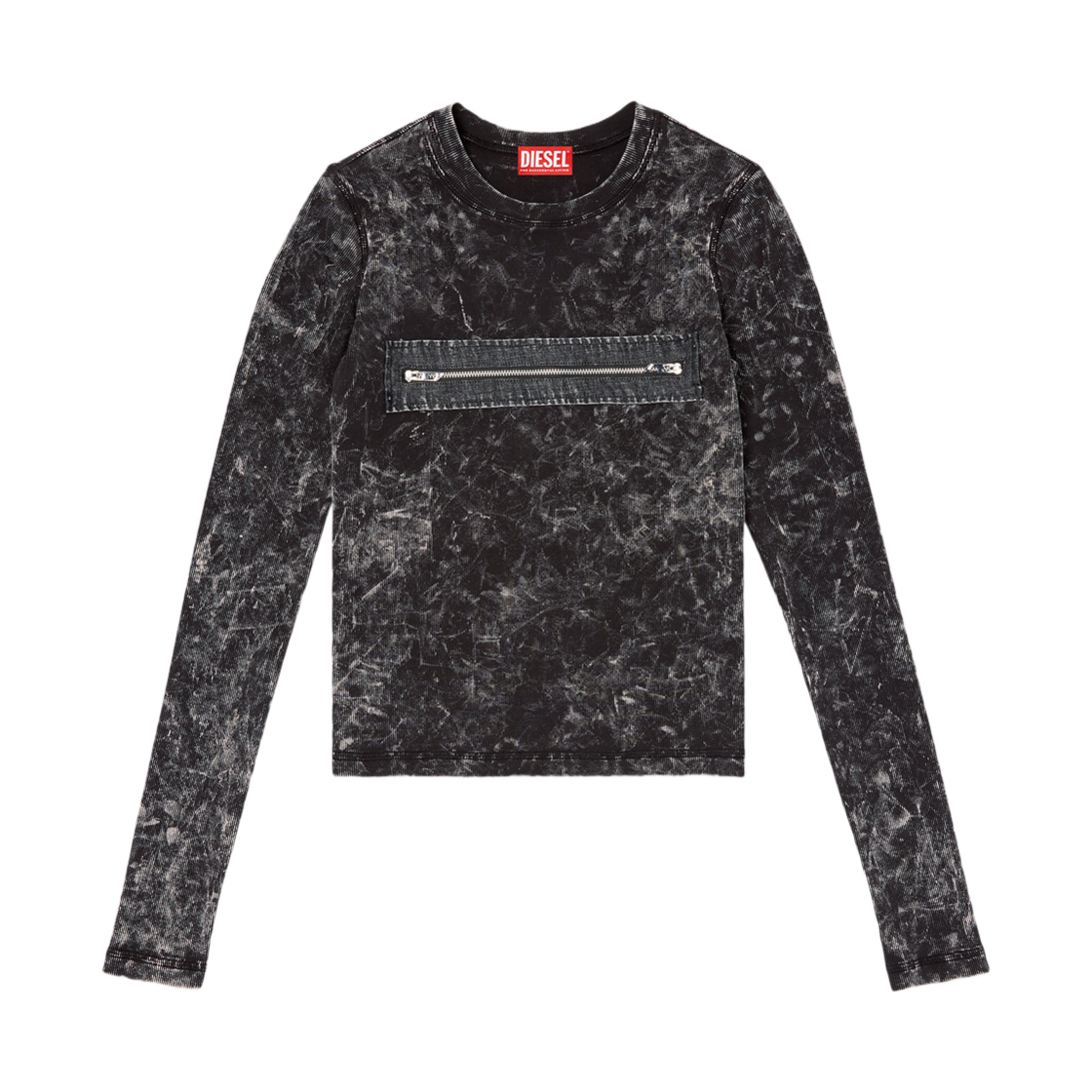 A166280QMA-U900 (W) Diesel T-Ercole Marbled Top with Zipped Cut-Out Black