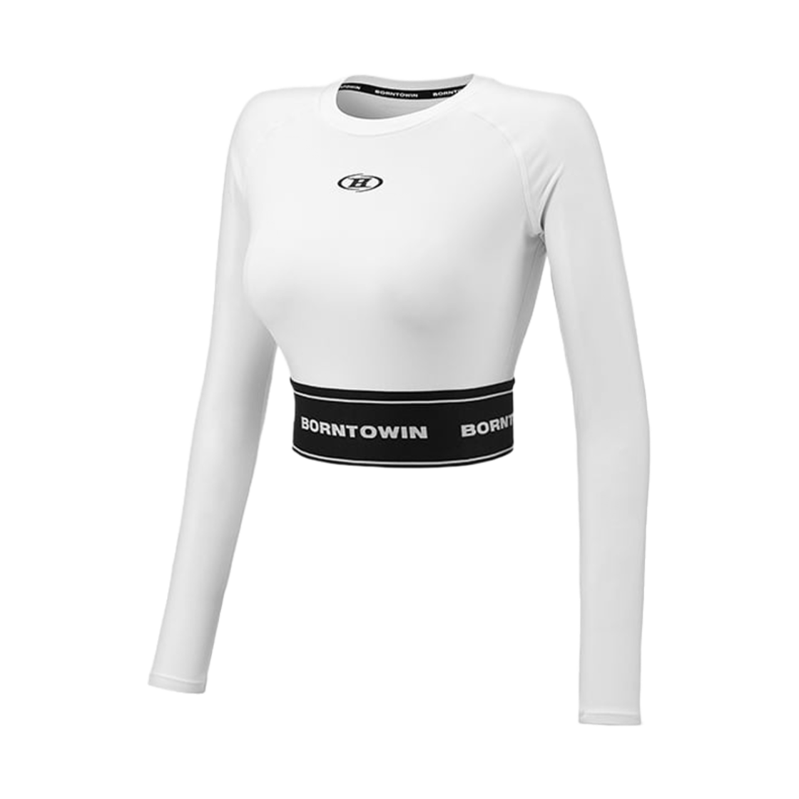 본투윈 와이드 밴드 크롭 롱슬리브 화이트