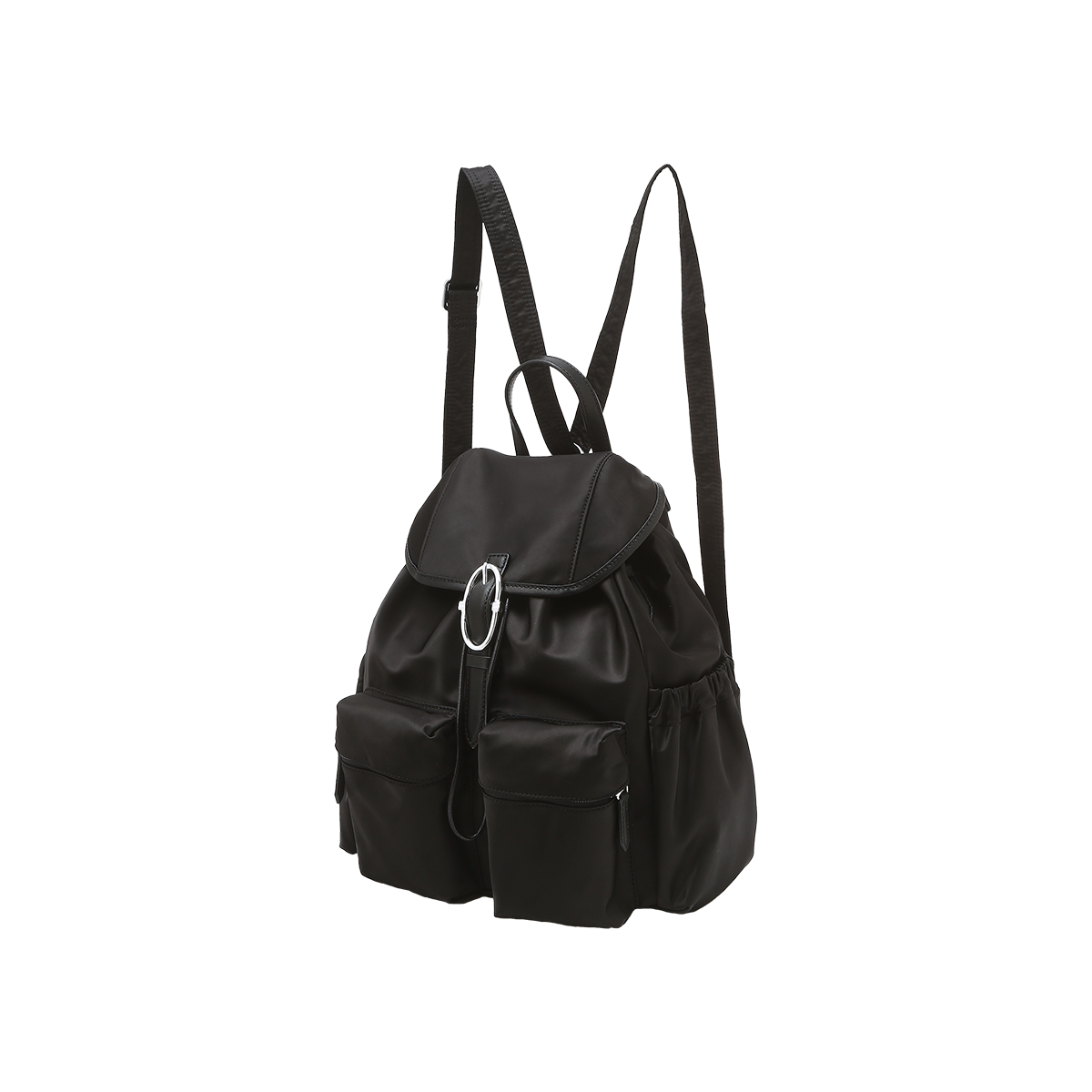AABA5F830BK Athe Vanessabruno Fabric Chain Backpack And Shouldr Bag Black