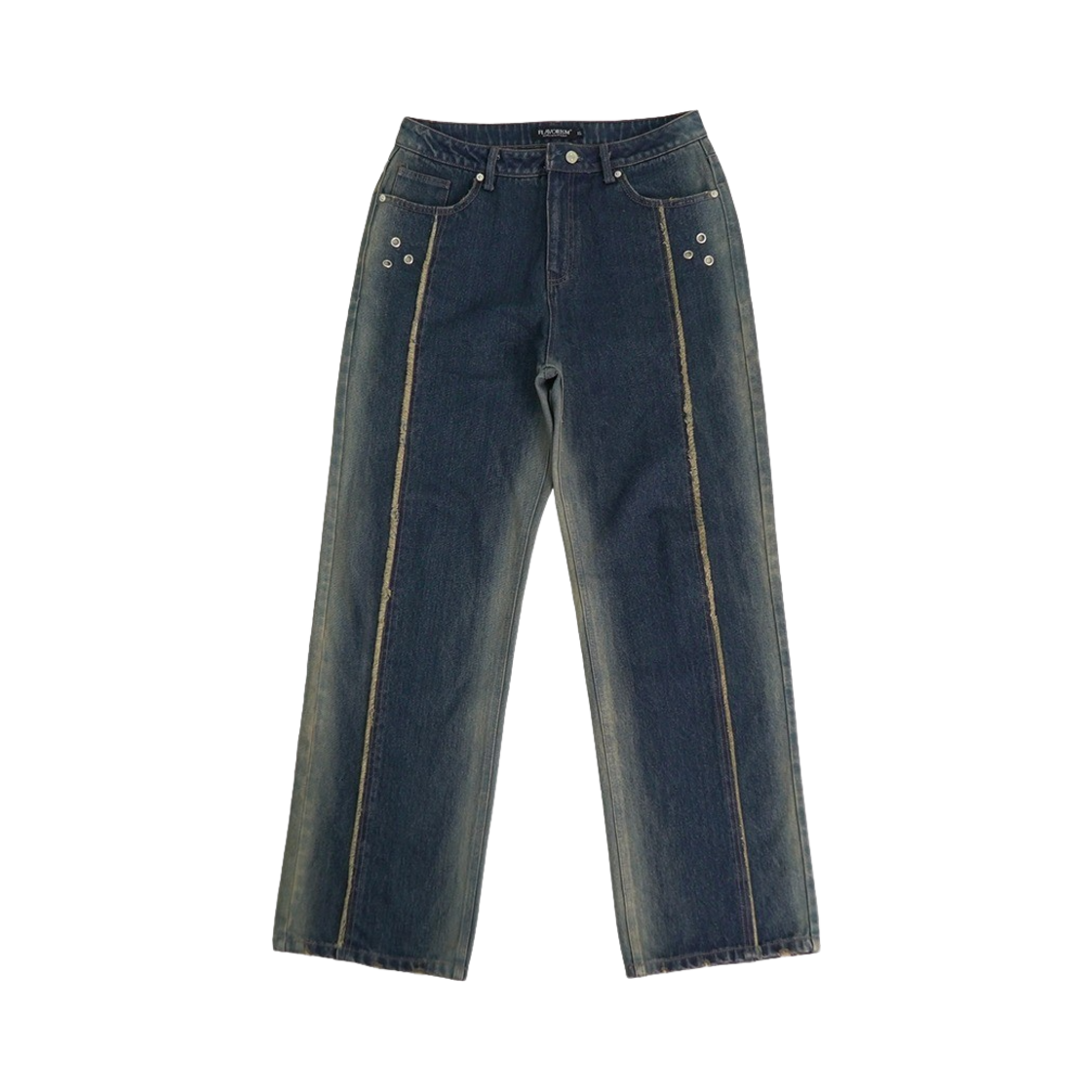 플레이버리즘 컷 오프 블리치 워시드 데님 팬츠 빈티지 블루(Flavorism Cut Off Bleach Washed Denim Pants Vintage Blue)