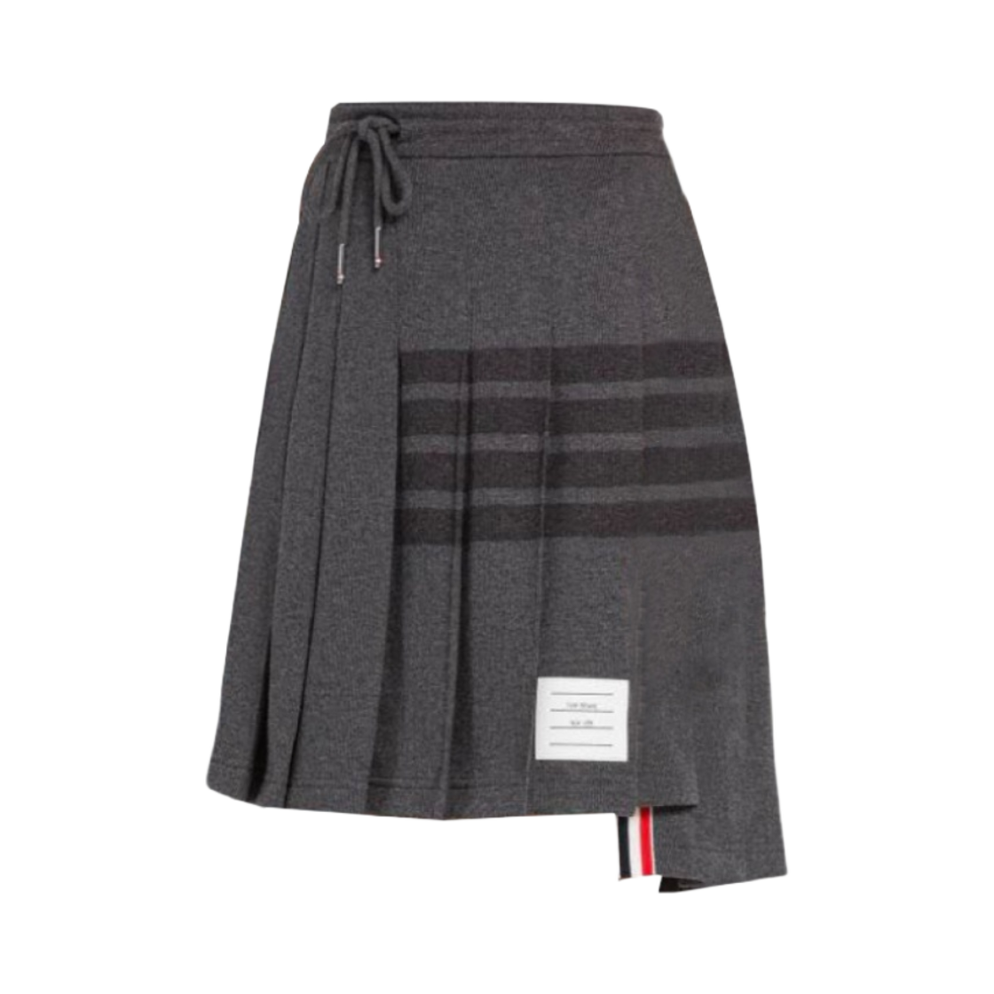 (W) 톰브라운 더블 페이스 사선 플리츠 미니 스커트 다크 그레이((W) Thom Browne Double Face Knit 4-Bar Pleated Mini Skirt Dark Grey) - 1