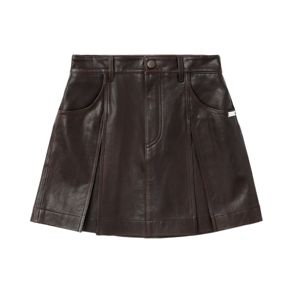 (W) 베이프 로고 레더 미니 스커트 브라운((W) BAPE Logo Leather Mini Skirt Brown) - 1