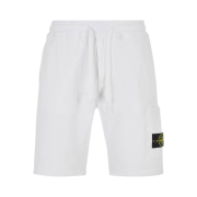 Stone Island 64651 Fleece Bermuda Shorts White - 22SS
