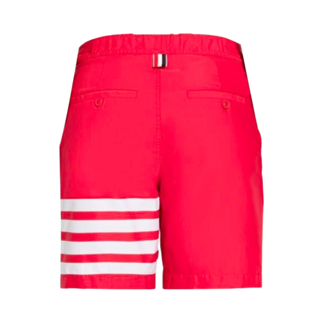 톰브라운 스윔 테크 사선 어드저스터블 엘라스틱 블랙 버튼 프론트 보드 쇼츠 레드(Thom Browne Swim Tech 4-Bar Adjustable Elastic Back Button Front Board Short Red) - 2