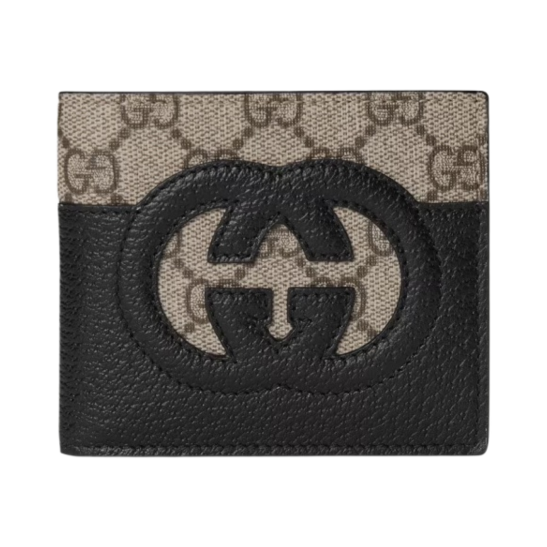 구찌 컷아웃 인터로킹 G 지갑 블랙 베이지 에보니(Gucci Wallet With Cut-Out Interlocking G Black Beige Ebony) - 1