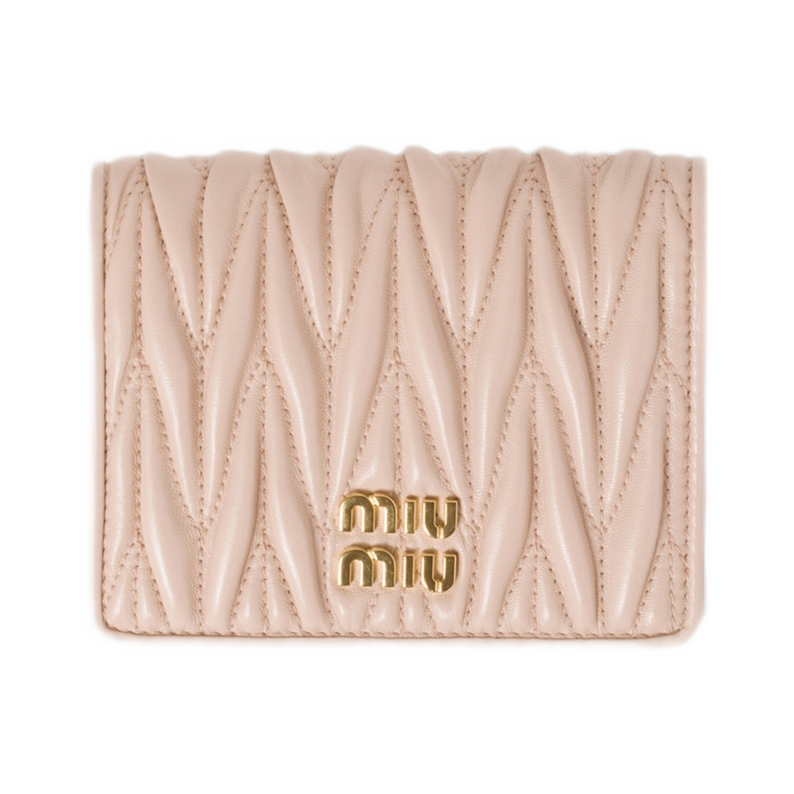 미우 미우 마테라쎄 나파 레더 월렛 파우더 핑크(Miu Miu Matelassé Nappa Leather Wallet Powder Pink) - 1