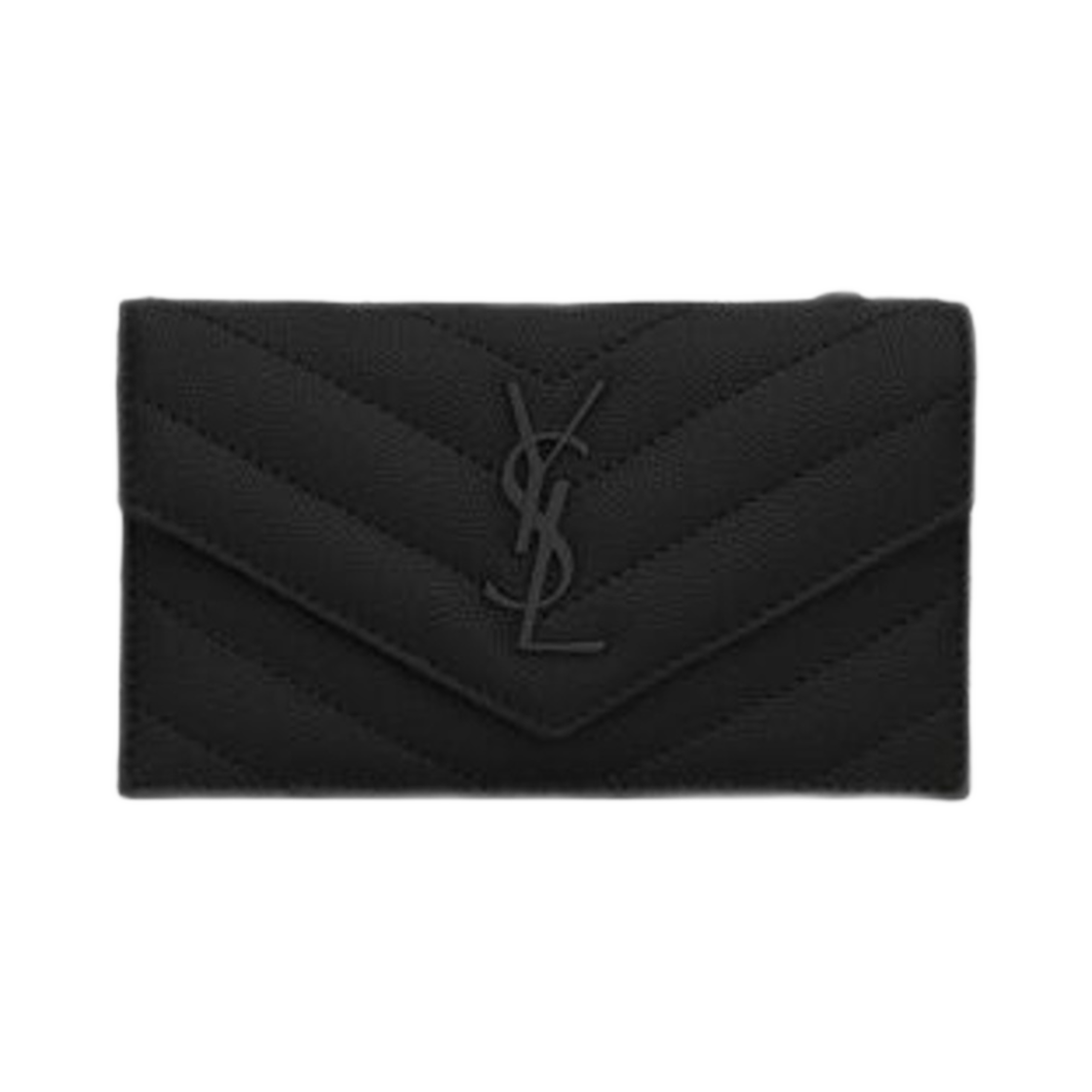 생로랑 카산드라 마틀라세 프라그먼트 플랩 카드 케이스 그레인 드 뿌드르 엠보스 레더 블랙(Saint Laurent Cassandre Matelasse Fragments Flap Card Case in Grain De Poudre Embossed Leather Black) - 1