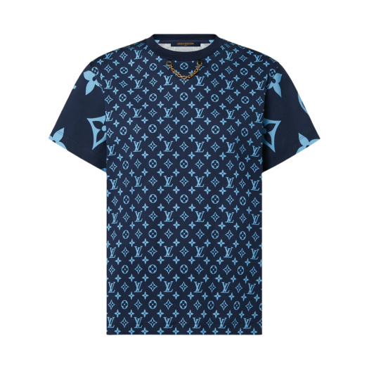 (W) Louis Vuitton Mixed Monogram T-Shirt Marine Blue