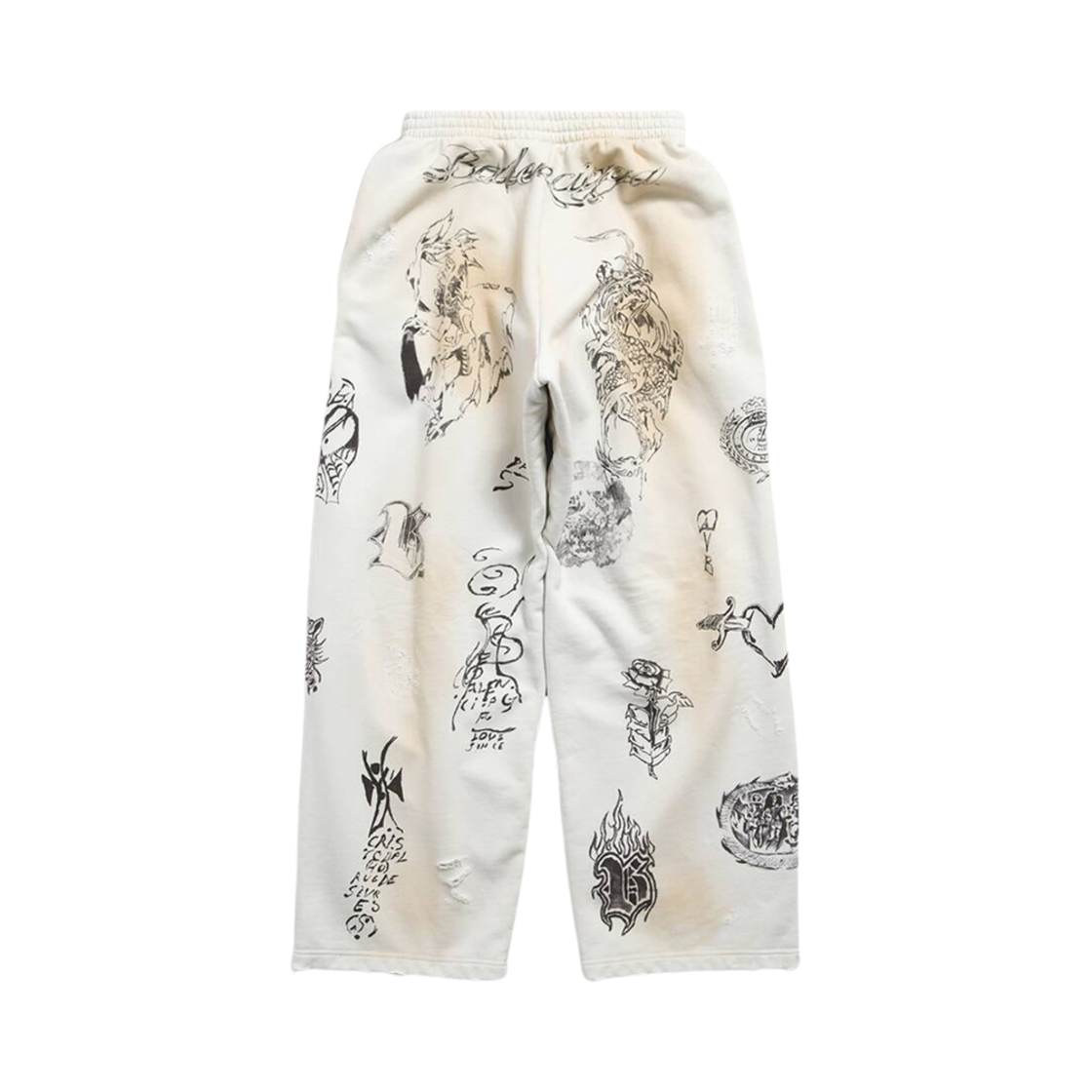 발렌시아가 타투 배기 스웨트팬츠 베이지 브라운(Balenciaga Tat Baggy Sweatpants Beige Brown) - 2