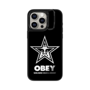 Casetify x Obey iPhone Magsafe Star Icon Face Mirror Ring Stand Case Silver Mirror Black Bumper