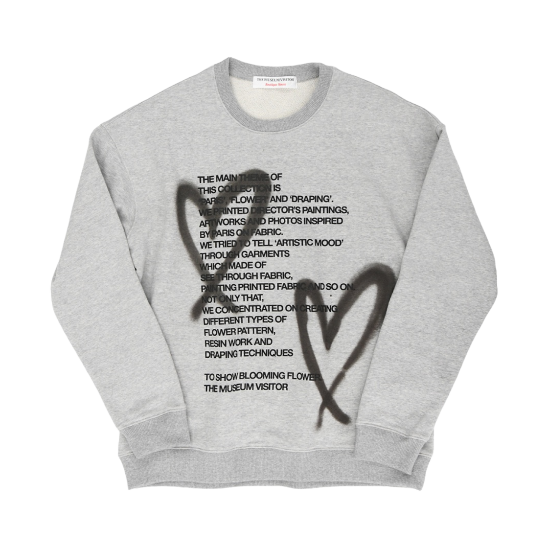 - The Museum Visitor Heart Sprayed Sweatshirt Grey - 22PF