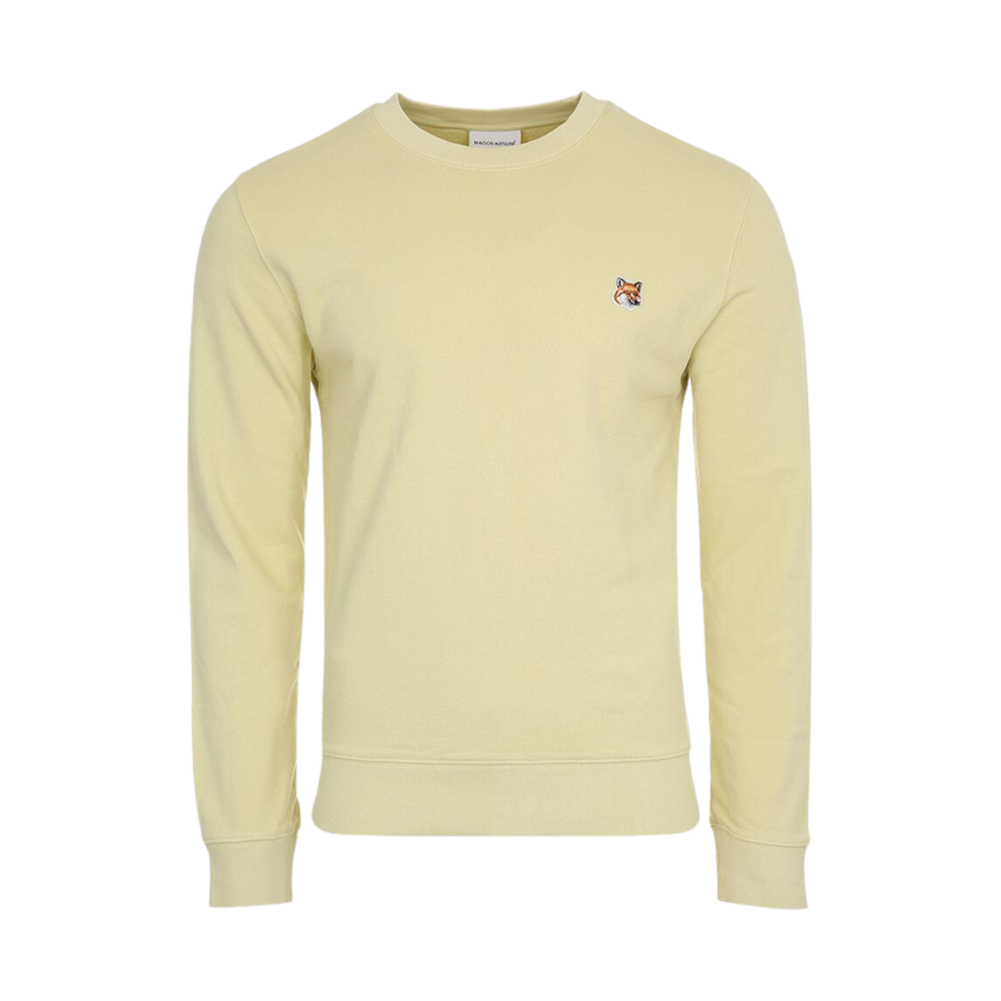 LM00301KM0001-P712 Maison Kitsune Fox Head Patch Regular Sweatshirt Chalk Yellow