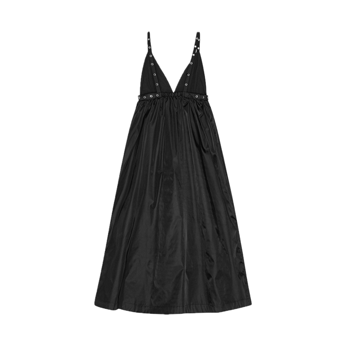 W0030-099 (W) Ganni Duchesse Nylon Strap Dress Black
