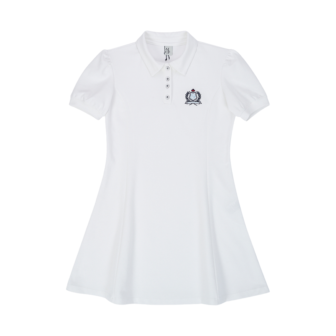 올인컴플리트 퍼프 플레어 피케 원피스 화이트(Allincomplete Puff Flared PK One-Piece White)