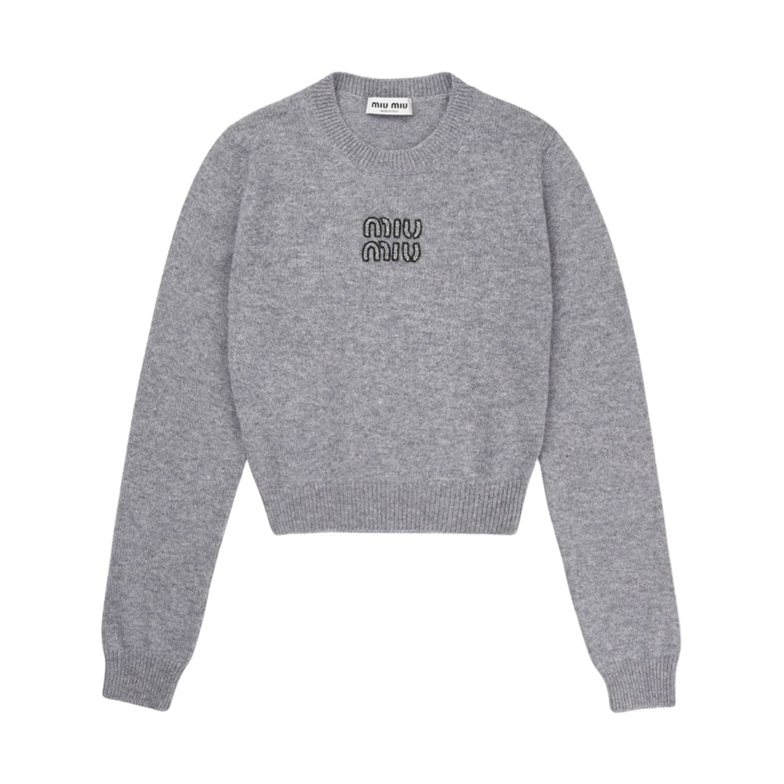 (W) 미우 미우 캐시미어 로고 니트 그레이((W) Miu Miu Cashmere Logo Knit Grey)