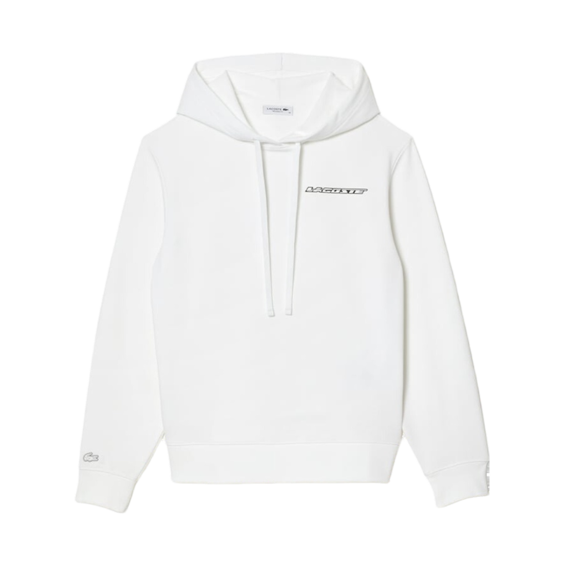 (W) 라코스테 스몰 레터링 솔리드 후드 스웨트셔츠 화이트((W) Lacoste Small Lettering Solid Hoodie Sweatshirt White) - 1