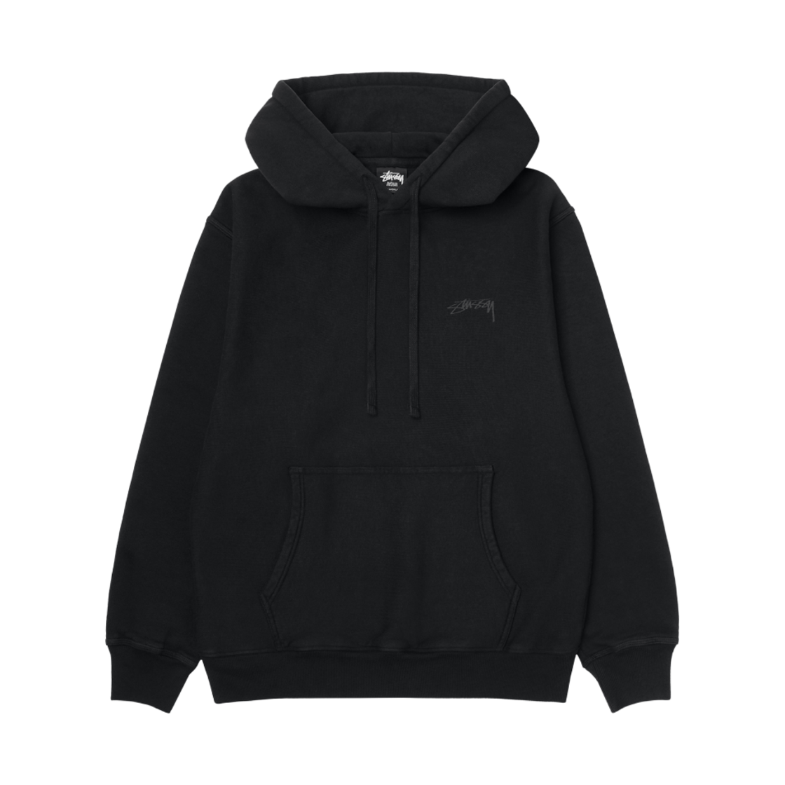 1925021T Stussy Smooth Stock Pigment Dyed Hoodie Black Logo Black 2