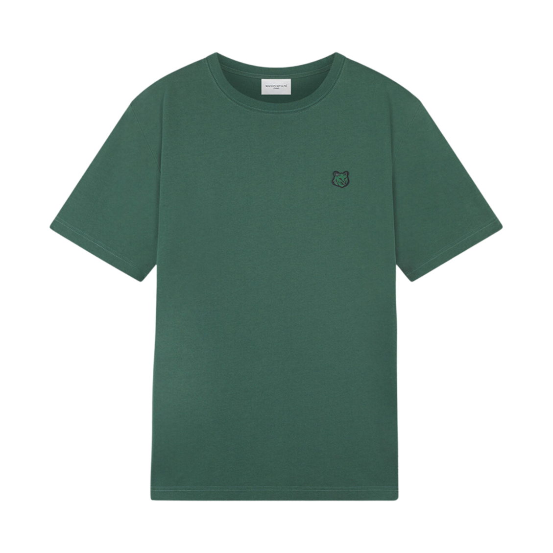 LM00106KJ0118-P399 Maison Kitsune Bold Fox Head Patch Comfort T-Shirt Bottle Green