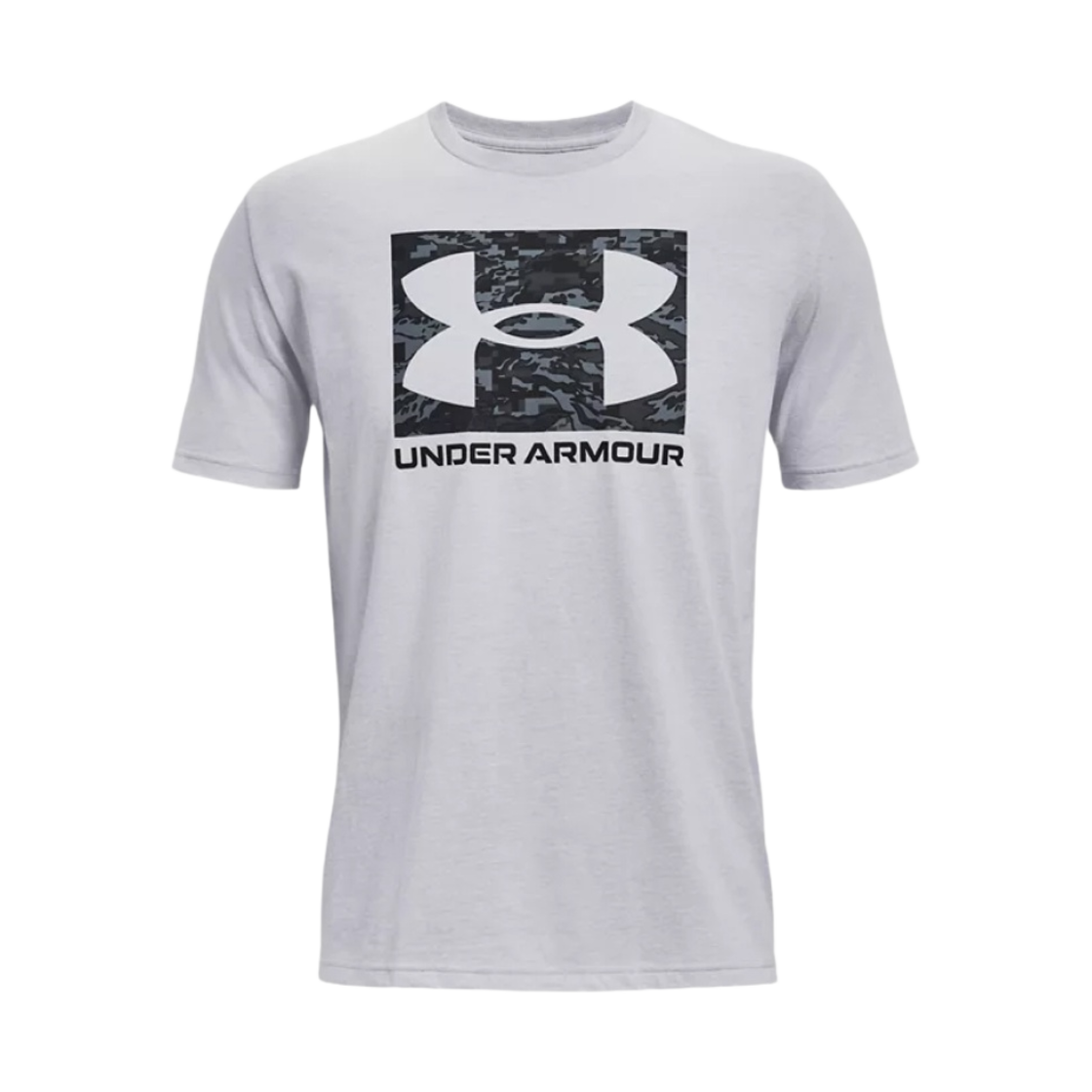 1361673-011 Under Armour ABC Camo Boxed Logo Short Sleeve Mod Gray Light Heather Black