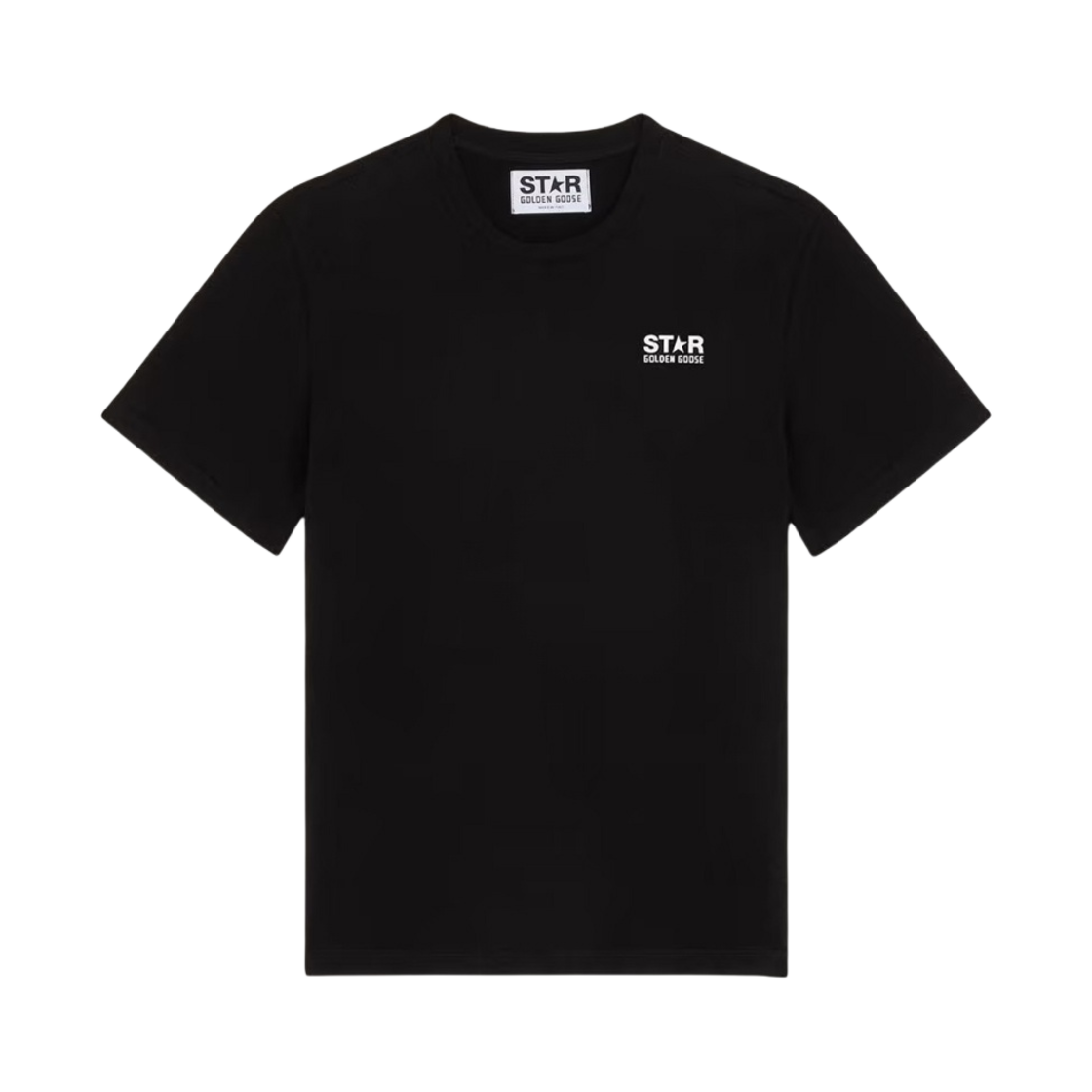 (W) 골든구스 콘트라스팅 화이트 로고 스타 티셔츠 블랙((W) Golden Goose Contrasting White Logo Star T-Shirt Black)