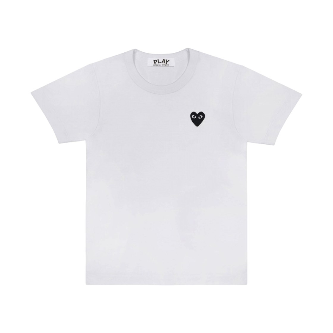 (W) 플레이 꼼데가르송 블랙 하트 티셔츠 화이트((W) Play Comme des Garcons Black Heart T-Shirt White)