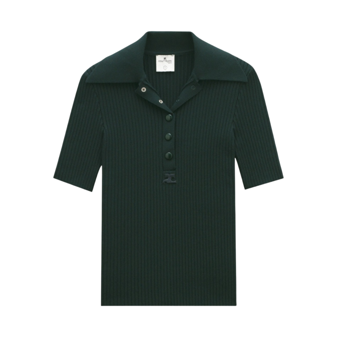 (W) 꾸레쥬 숏슬리브 폴로 다크 그린((W) Courreges Short Sleeve Polo Dark Green) - 1