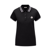 (W) Moncler Logo Patch Polo Shirt Black - 22SS