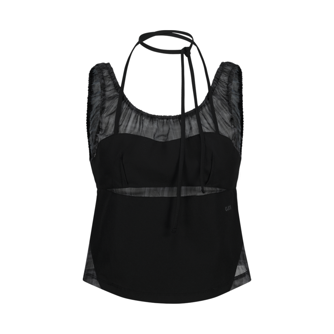 25SS-SL01-BK OJOS Halter Strap Plaid Sleeveless Black