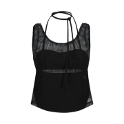OJOS Halter Strap Plaid Sleeveless Black