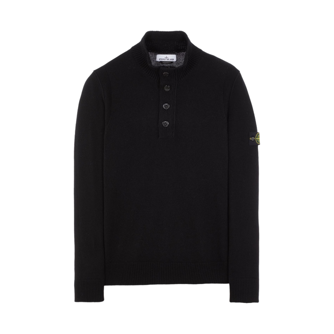 7715540A3-V0029 Stone Island 540A3 High Neck Half Button Lambswool Knit Black - 22FW