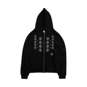 The Coldest Moment Ethnic Hooded Zip-Up Black